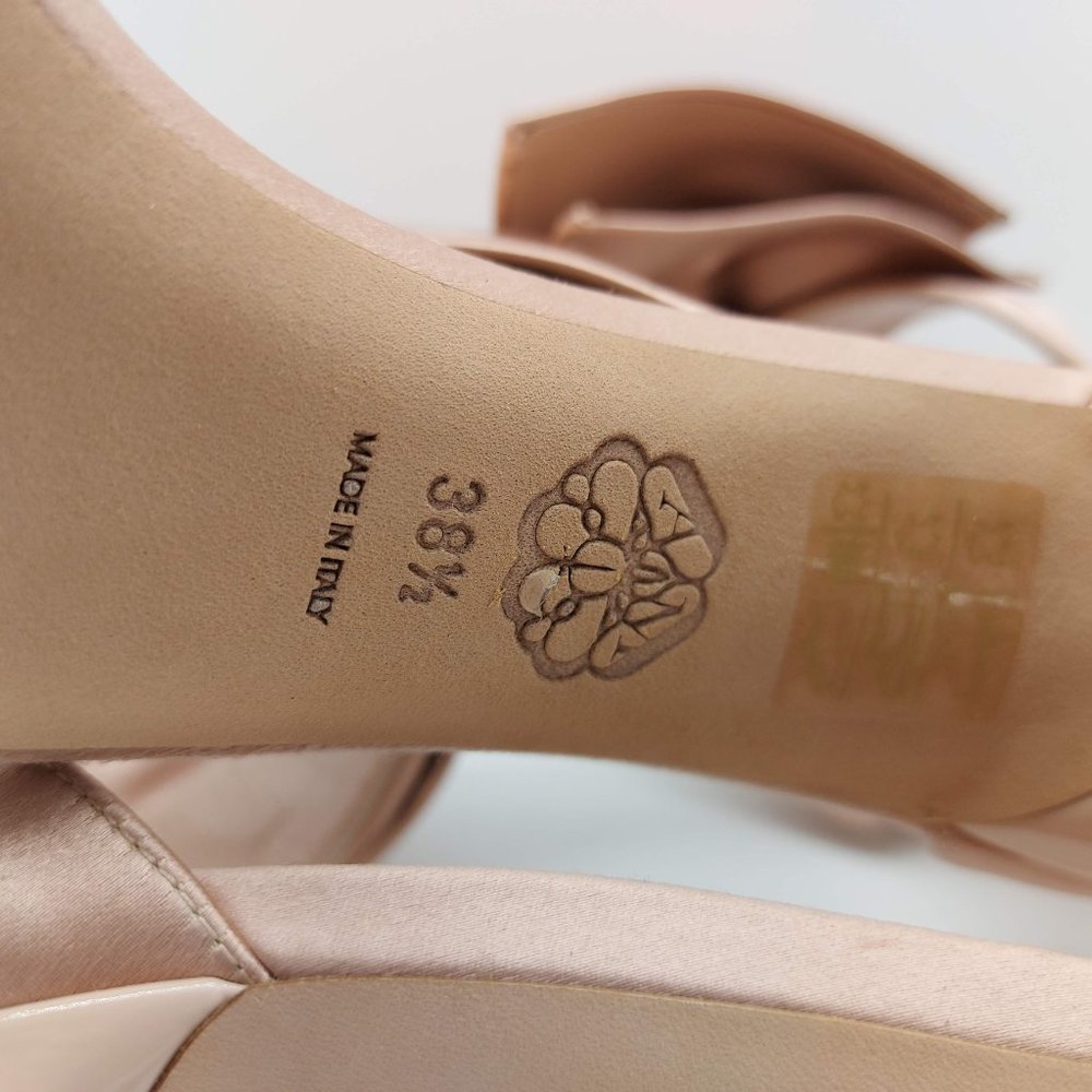 Alexander Mcqueen Pin Heel Nude Bow Sandals - Picture 9 of 14